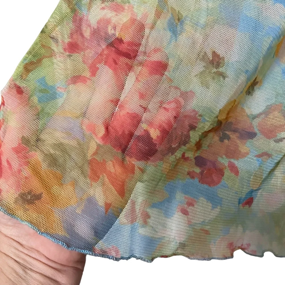 Vintage Floral Chiffon Bonnie Jean Sleeveless Dress Cottage Union Made in USA